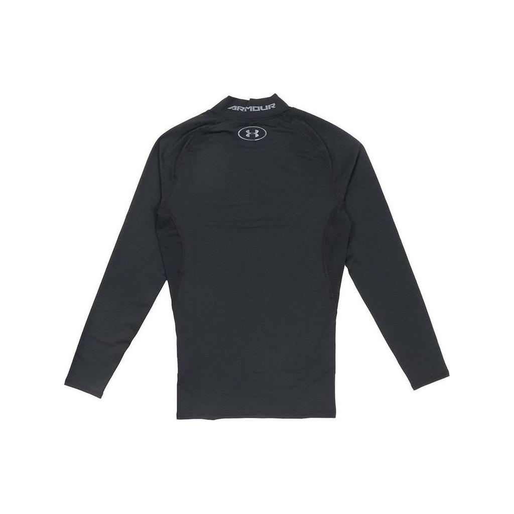 Under Armour Solid Color High Neck Quick Dry Long Sleeve Fitness Shirt Men Tops Black 1358577-001