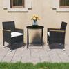 Day and Night - Day and Night Garden Bistro Set 3 Pieces Synthetic Rattan Black Tempered Glass