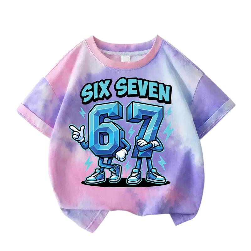 Summer Trendy Six Seven 67 Print Tshirt T-Shirt Kids Boys Girls Casual Short Sleeve