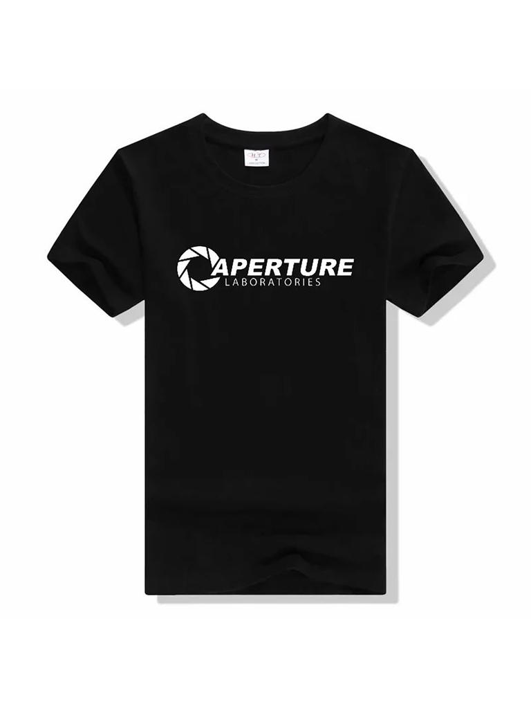 Мужская футболка Portal Aperture Science Laboratory - Иконический логотип Aperture и дизайн в виде лабораторного халата