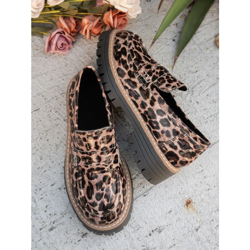 Новый Стиль Толстая Подошва Большой Размер Кожаная Пряжка для Ремень Ретро Женские Однобортные Туфли