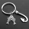 Fashion Fish and Hook Key Chain Keychain Jewelry Silver Color Fisherman I Love Fishing Fish Pendant Key Holder