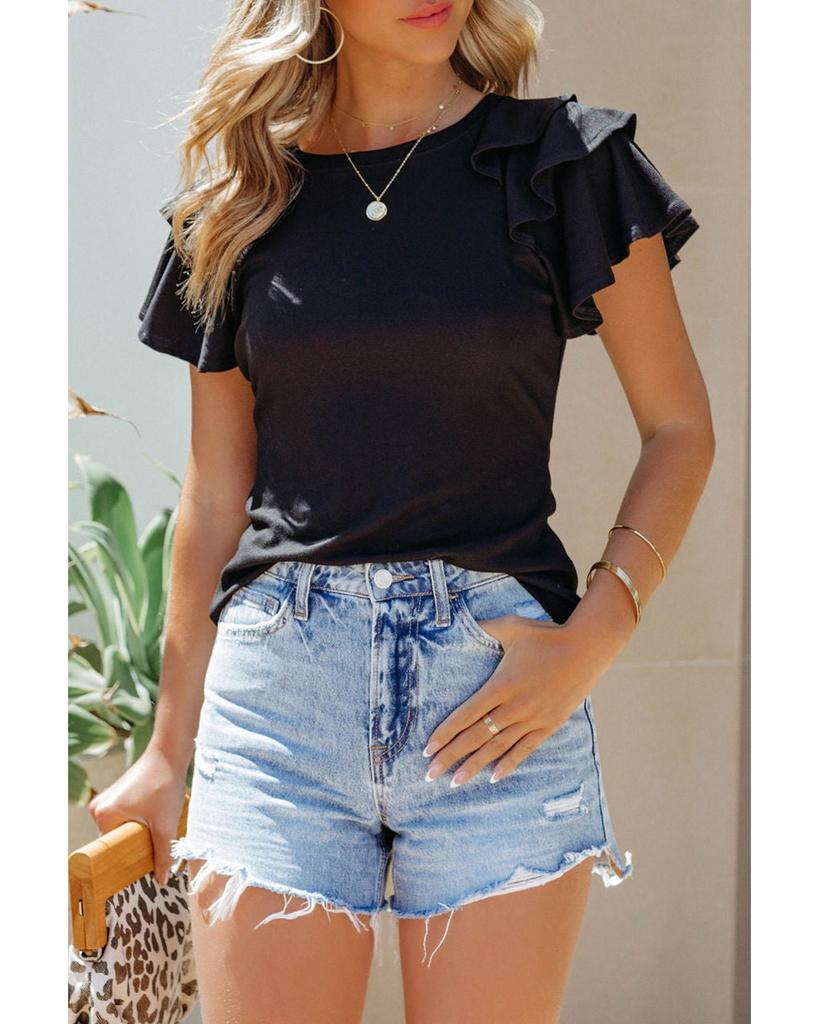 Azura Exchange Tiered Ruffled Short Sleeve T Shirt