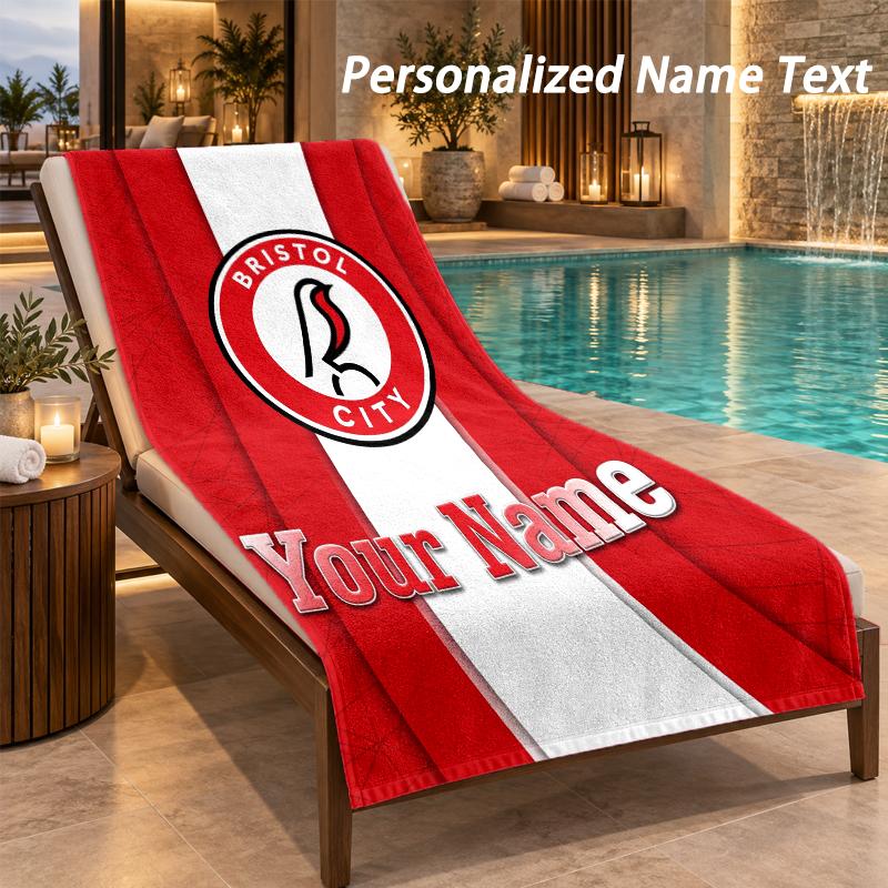Custom Text Bristol City Print Beach Towel Large Towel For Home Bathroom Beach