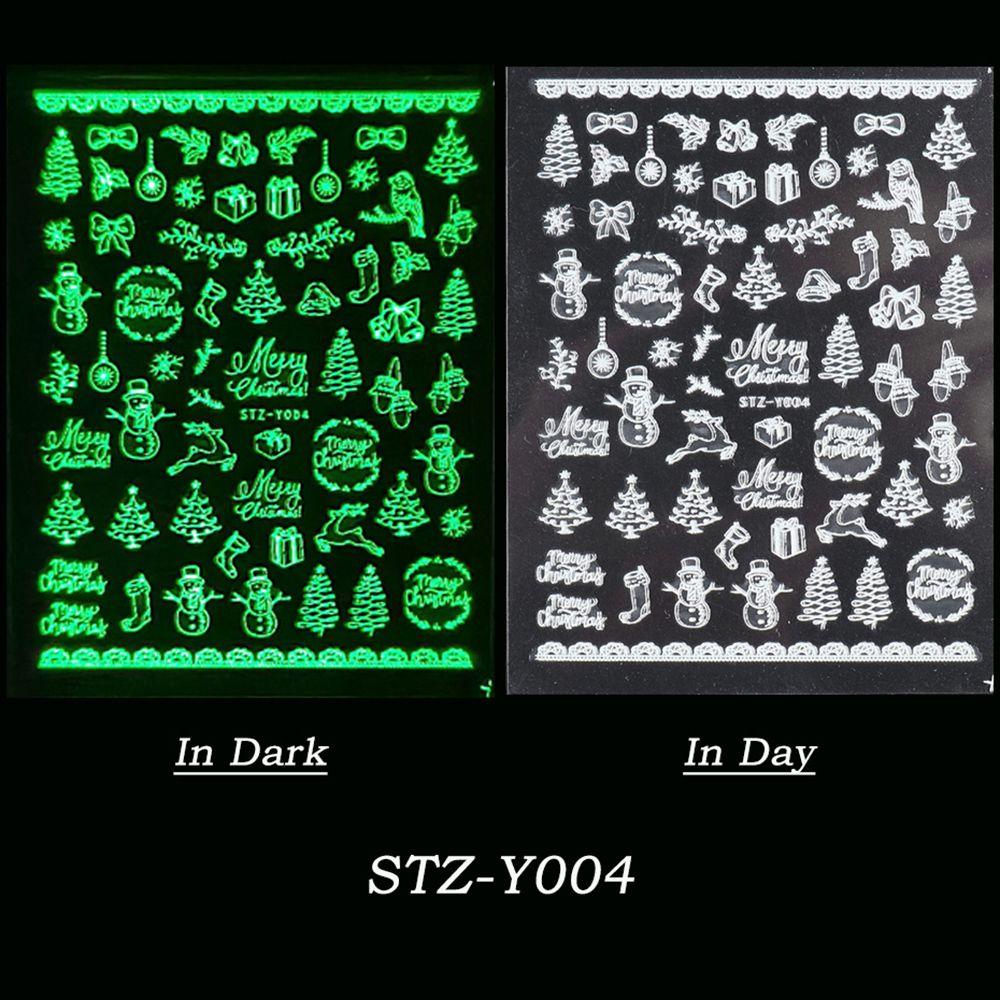 Клейкие наклейки Слайдер для дизайна ногтей DIY Маникюр Наклейка для ногтей 3D Светящиеся Рождественские Белые Снежинки