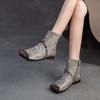 Johnature Square Toe Soft Cowhide Short Boots Retro Versatile Genuine Leather Comfortable Women's Shoes