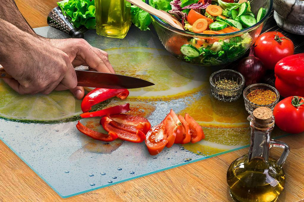 Glass protective plate for the stove 50x52 Fruit