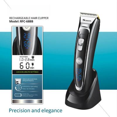 Машинка для стрижки волос Xuke с керамическим лезвием и ЖК-дисплеем: Электрическая машинка для стрижки с низким уровнем шума и быстрой зарядкой, с подставкой