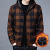 Men Sweater Jacket Fashion Winter Coat Fleece Hoodies High Quality Luxury Checkered Hooded Knit Cardigan Male Outer Wear