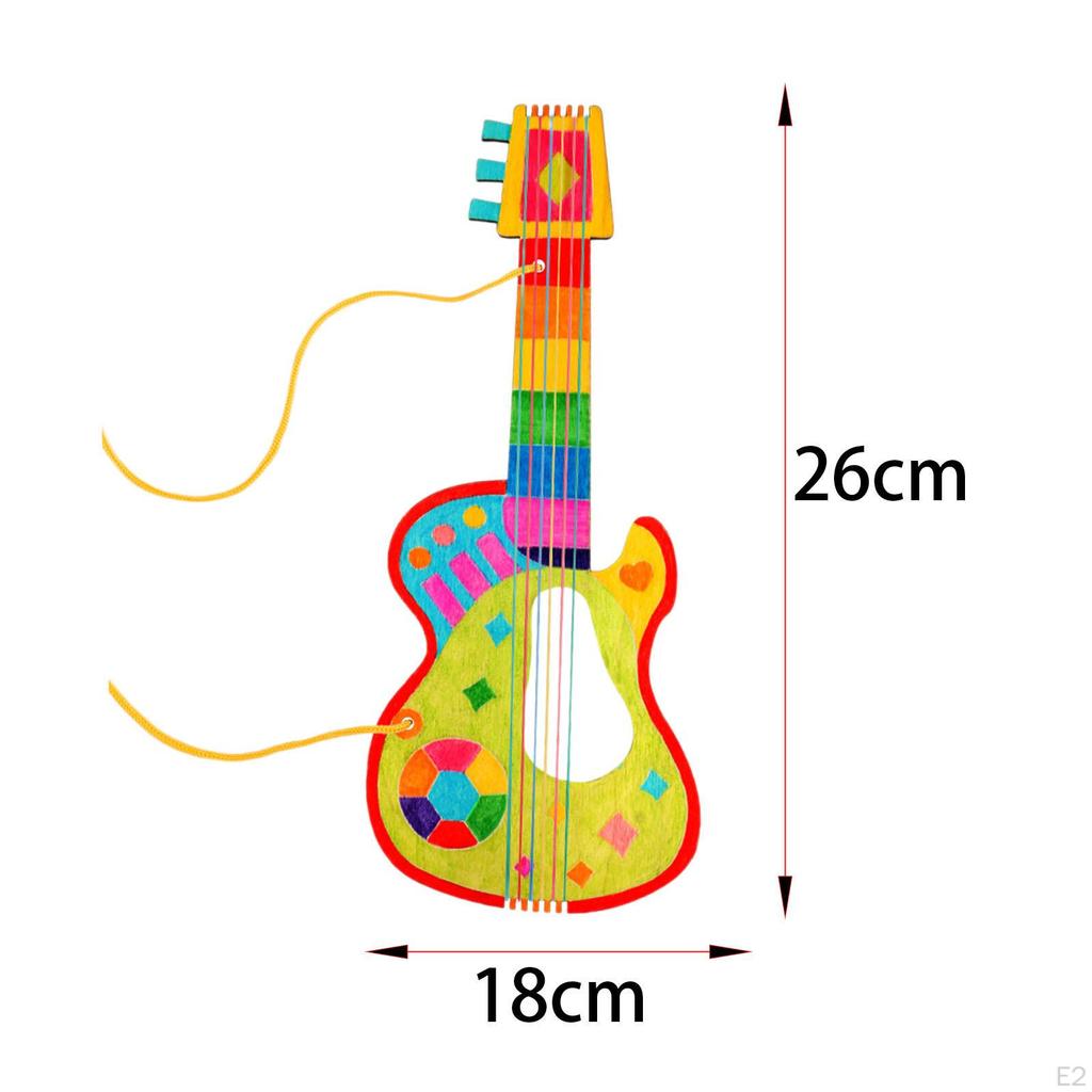 Cutout Wooden Guitar Unfinished Toy DIY Painting for Birthday Party