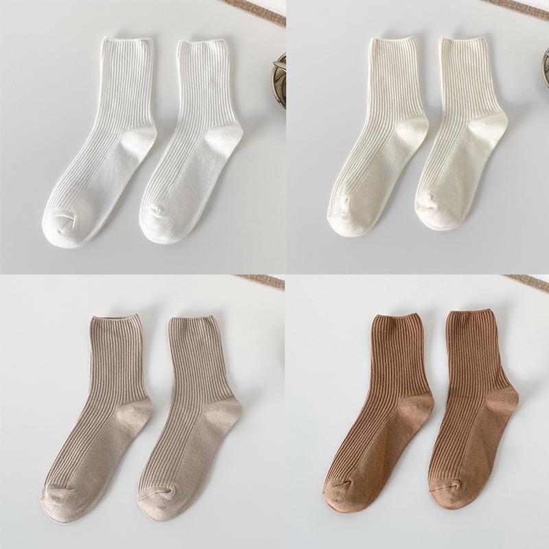 1/3/4/6 пар женских однотонных носков средней длины весна и осень корейская версия универсальные носки-гольфы Ins трендовые спортивные носки