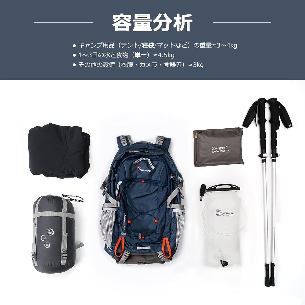 Mountaintop Hiking Backpack, 40L/25L Capacity, Large Capacity, Camping Backpack with Rain Cover,