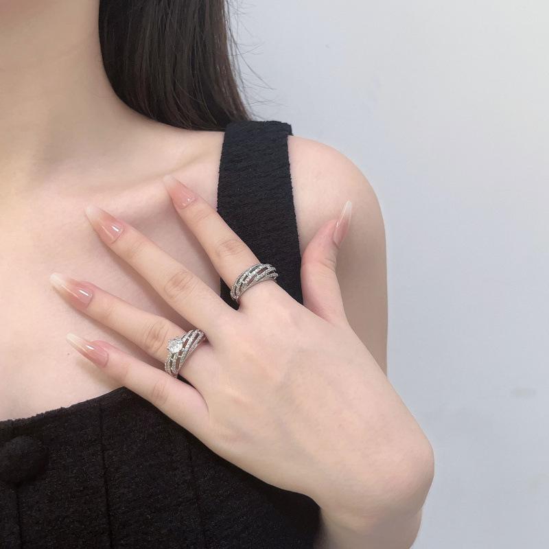 Creative Personality Jewelry Full Diamond Ring Premium Zircon Multi-Layer Spiral Winding Ring