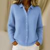 Женская рубашка 2026 Осень/Зима Европейская и Американская Однотонная с Принтом Свободного Кроя с Длинным Рукавом