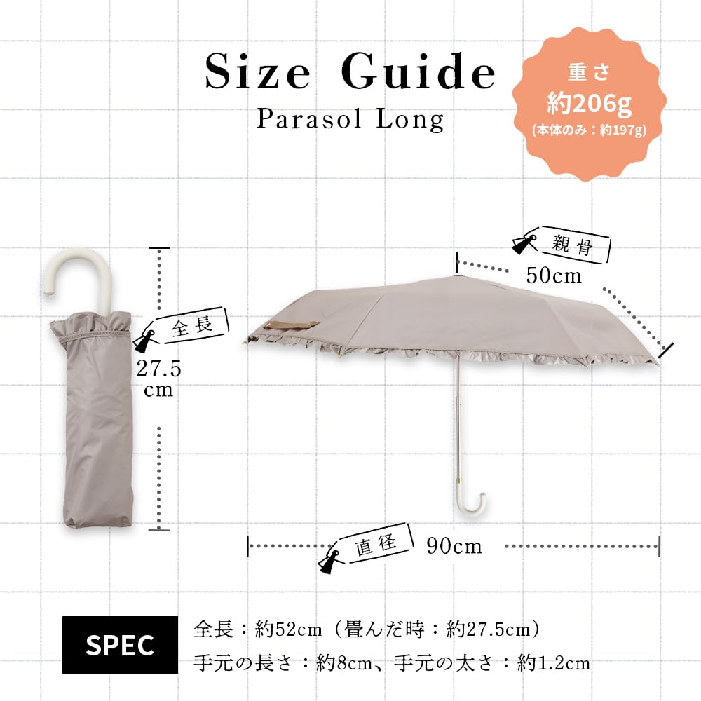 Ogawa Складной УФ Подходящий для Дождя или С оборками Идеальный Подарок для или любого другого особенного LINEDROPS 57439 Женский Зонт, 99,9% Защита, Белый, Блеск,