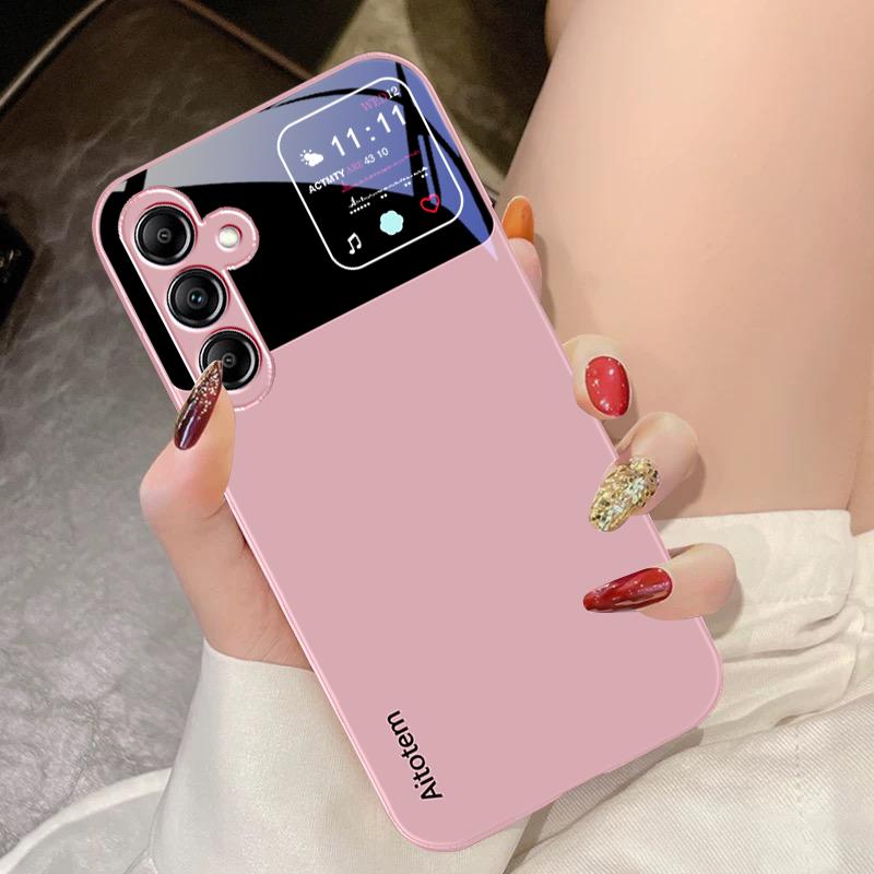 Стеклянный чехол для телефона Samsung Galaxy A14 4G 20 30 52 20S 21S 22 A25 32 33 34 42 50 51 53 54 70 71 72 73 5G Жидкий Большое Окно