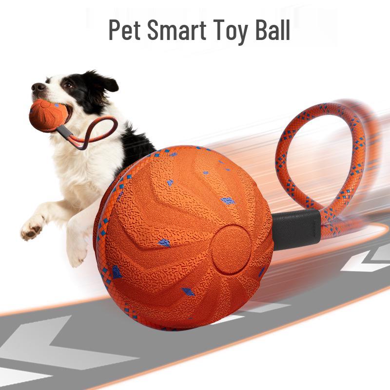 Электрическая игрушка для собак PetSmart: Водонепроницаемый, устойчивый к укусам E-TPU прыгучий мяч с веревкой для интерактивной игры и прорезывания зубов