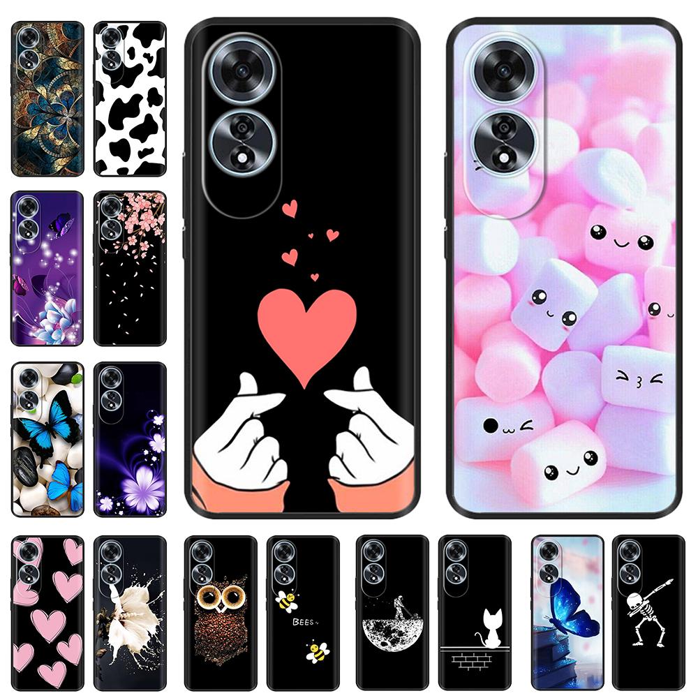 For Oppo A60 4G Case Love Heart Butterfly Soft Silicone Painted Back Cover For Oppo A60 OppoA60 4G Phone Shell Housing Fundas