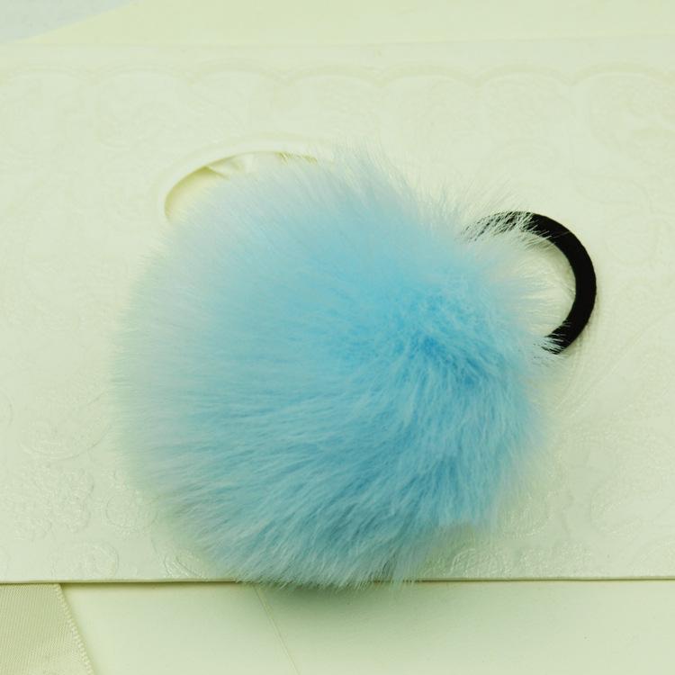 Резинка для волос в корейском стиле с цветком из искусственного кроличьего меха - Плюшевый помпон, эластичная резинка