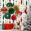 Yousheng 15 шт. рождественские бумажные фонарики украшения красные зеленые помпоны набор веселый рождественский баннер для внутреннего и наружного декора вечеринки