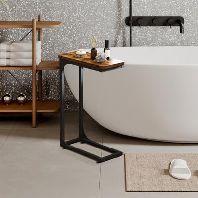 Узкий C-образный приставной столик Тонкий столик для дивана Маленький для гостиной спальни в деревенском стиле Подкатной под диван-кровать Узкий столик-поднос для закусок и ТВ