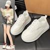 Muffin Platform White Shoes Women's 2024 New Simple and Versatile Breathable Round Head Lace-up Casual Sports Shoes