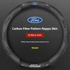 KKHK4 Car 3D Embossing Carbon Fiber Steering Wheel Cover Ford Mondeo F150 Fusion Mustang EXPLORER ESCAPE EDGE Fiesta Focus Kuga Ranger