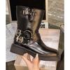 British Simple Black Platform Martin Boots Women's New Summer Thick Heel Knight Boots British Style Explosive Short Boots