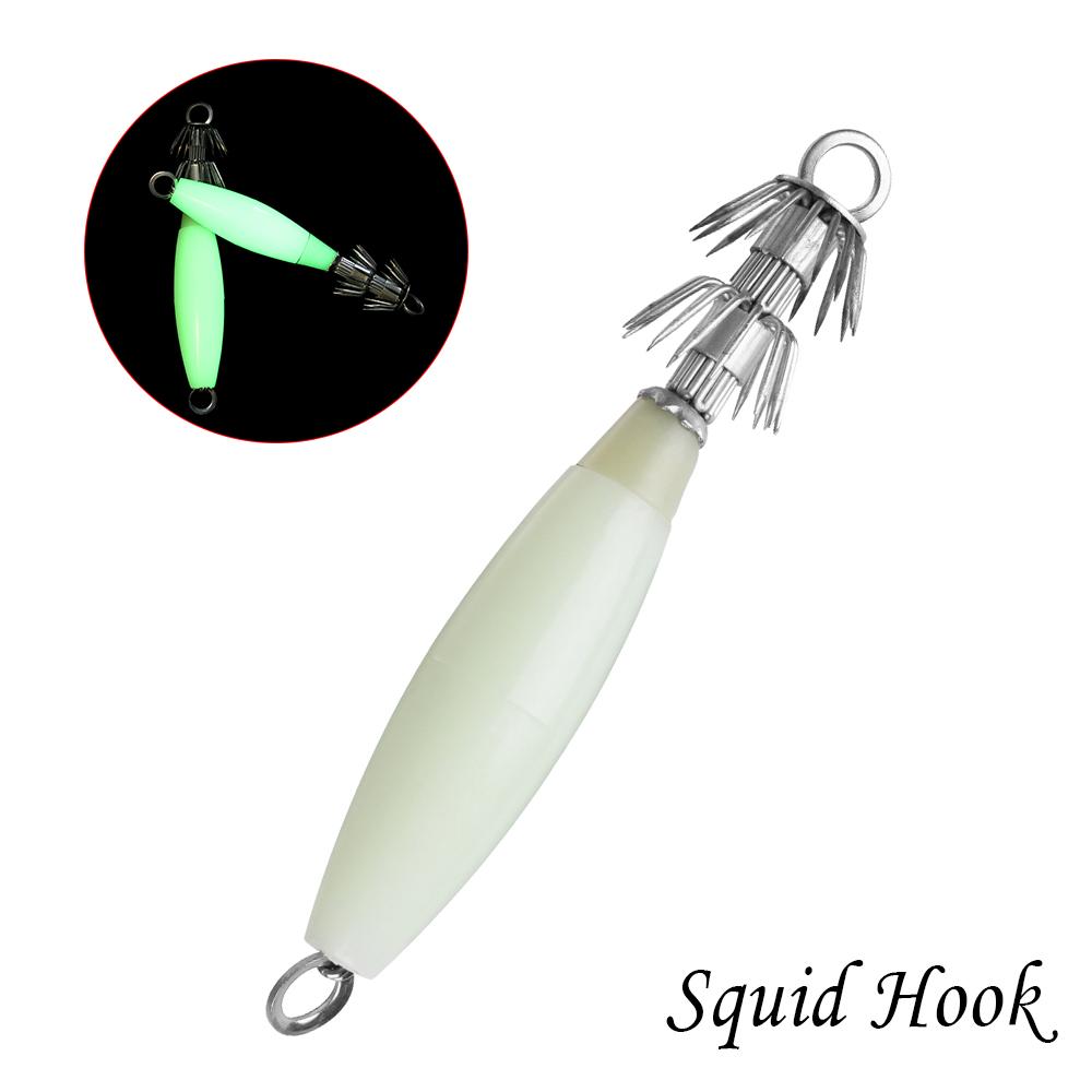 1/5PCS Simulation Jigs Angling Fishing Tackle Octopus Bait Wood Shrimp Lures Squid Hook