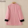 ZANZEA Женский повседневный отложной воротник с рукавом 3/4 свободный кардиган тонкая верхняя одежда