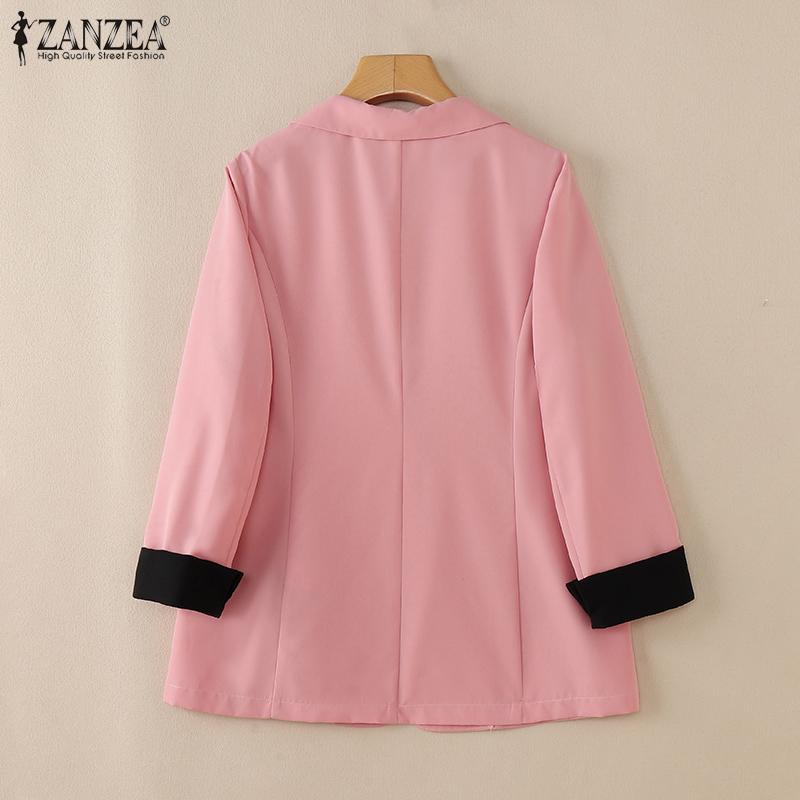 ZANZEA Женский повседневный отложной воротник с рукавом 3/4 свободный кардиган тонкая верхняя одежда