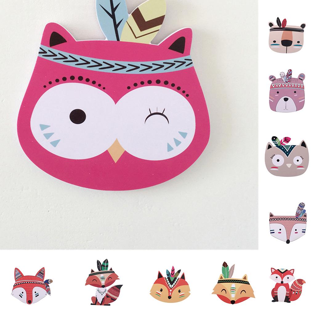 Nordic Style Wood Plastic Ornaments Cartoon Animal Head Wall Decor