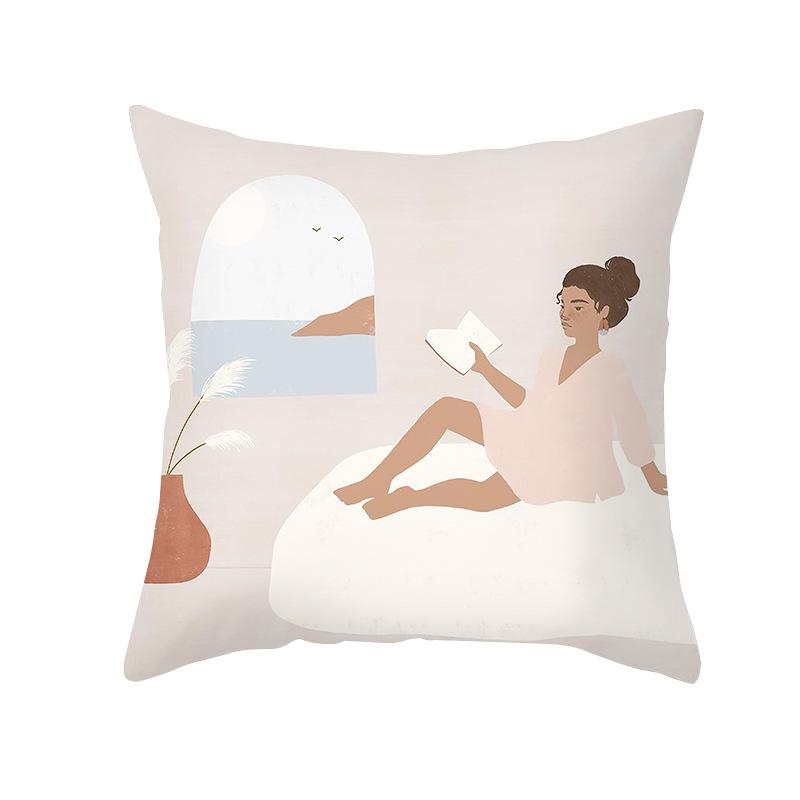 Modern Minimalist Artistic Style Throw Pillow Covers With Short Plush Printed Fabric For Home Living Room Sofa Cushion Cover