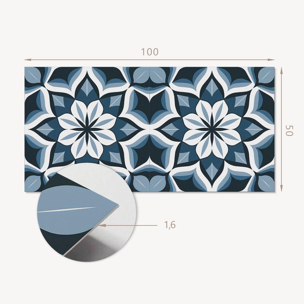 Panel Samoprzylepny Winylowy - Ścienna Dekoracja Do Biura 100X50 Cm Motyw Kwiatowy W Symetrii