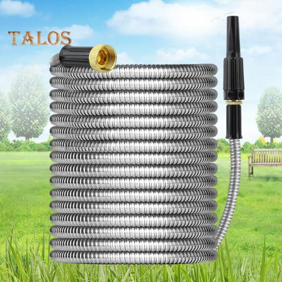 Stainless Steel Garden Hose Flexible Anti-kink Expandable Water Pipe Weather-resistant Hose with Leak Proof Brass Connectors for Car Washing Garden