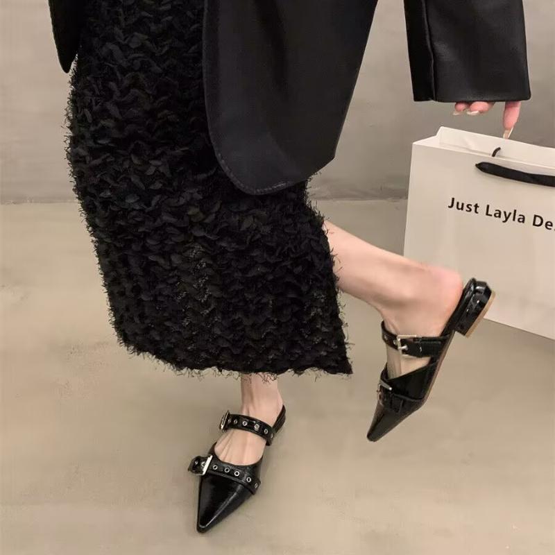 Сексуальные женские мюли-тапочки с острым носком, сандалии-слингбэки, дизайнерская летняя новая обувь 2025, женские балетки, тренд, платье, пряжка, сандалии