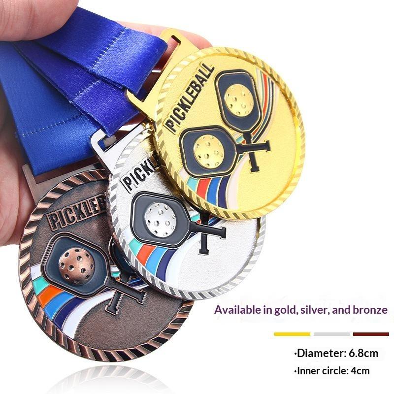 Pickleball Sports Prize Medals Gold Silver Bronze Set HD Embossed Pattern Medals for School Match Event Souvenir