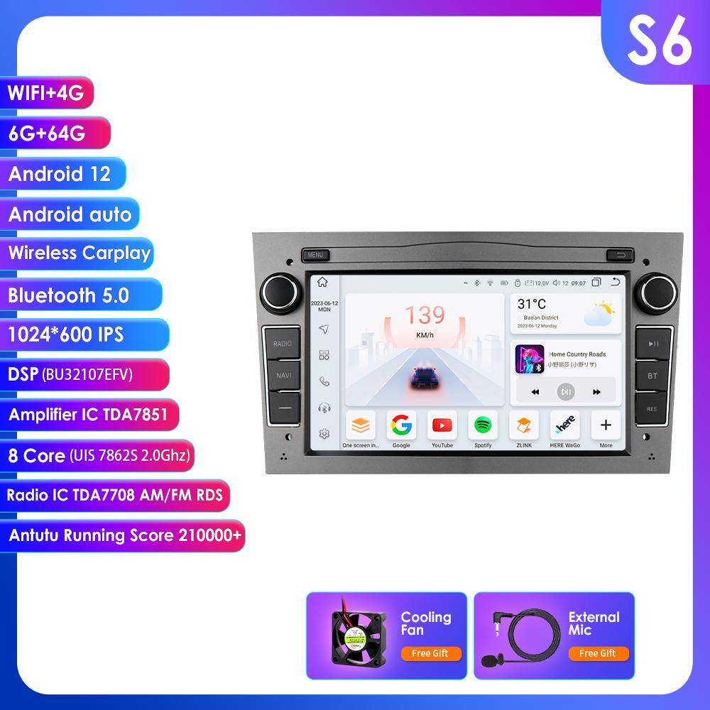 OSSURET Intelligent 8G 128G Android 12 Car Radio For Opel Astra H J 2004 Vectra Vauxhall Antara Zafira Corsa C D Vivaro Meriva 4G Carplay GPS Player