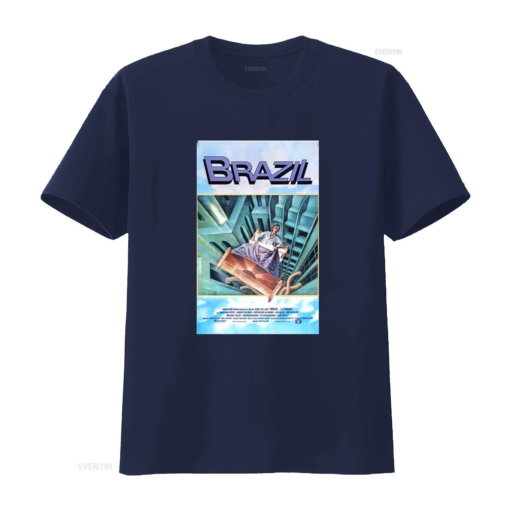 Retro Vintage Cult Movie Brazil Classic Poster Print Casual T Shirt vintage Washed Versatile fashion Top For Everyday Wear