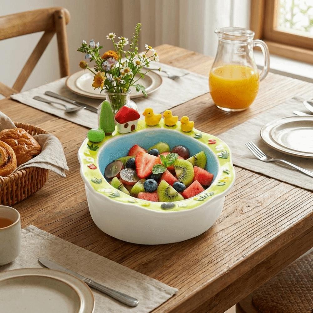 Ceramic Salad Plate Cartoon Fruit Storage Tray Cute Snack Plate  Kitchen