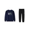 Casual Sports Suit Comfortable Fashion Round Neck Pullover Long Sleeve Kids Suits Indigo N32442166GS-003