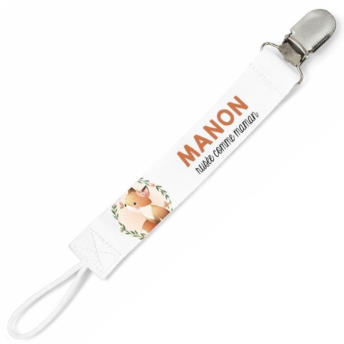 Planetee Attache tétine pour prénom MANON rusee comme Maman Renard | Attache sucette cadeau naissance