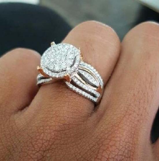 Кольцо He Cheng из 14-каратного розового золота, двухцветное, с микропаве из бриллиантов: Европейские и американские роскошные украшения для помолвки/банкета