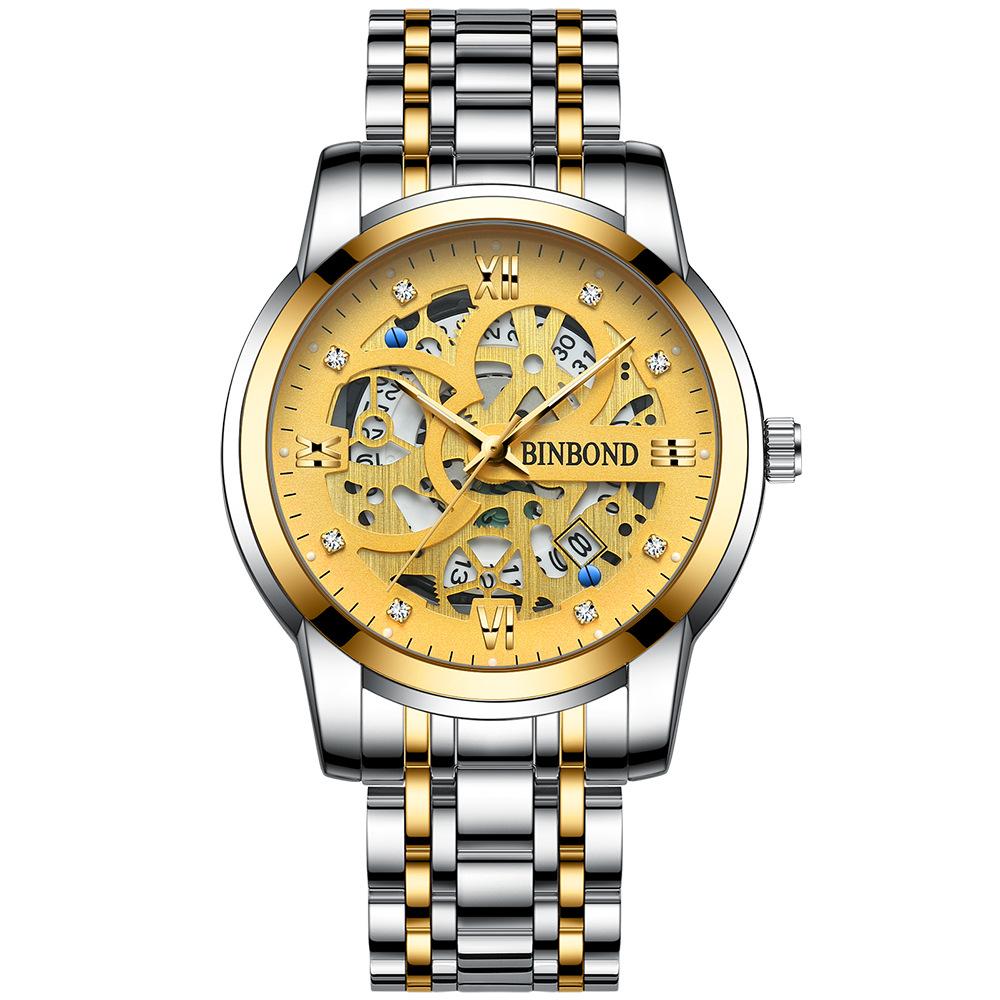 2025 новые полностью автоматические немеханические часы мужские водонепроницаемые календарь светящиеся турбийон тренд мужские полые дизайн