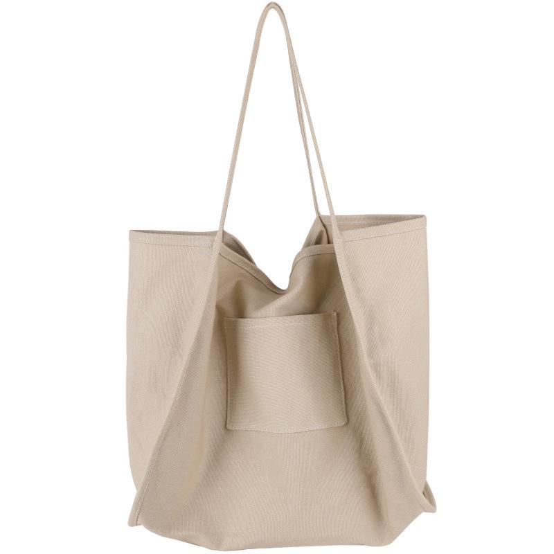 Однотонная женская сумка All-in-one, холщовая сумка на одно плечо, большая вместительная сумка для покупок, сумка на одно плечо