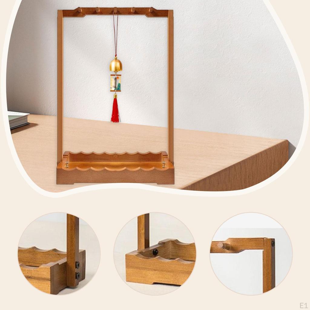 Wind Chime Stand Chinese Calligraphy Pen Holder Wooden Decor Desktop Accessory Windchime