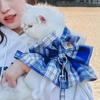 Sweet Plaid Sphynx Cat Dress Vest with Harness Leash Outdoor Pet Clothes for Cats Gotas Skirts Katten Kleding Vestidos Perrita
