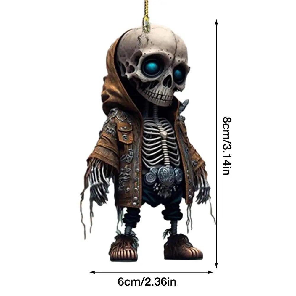 2023 New Cool Skeleton Figurines Halloween Black Skull Statue Doll Resin Decoration Car Pendant Best Present for Friends