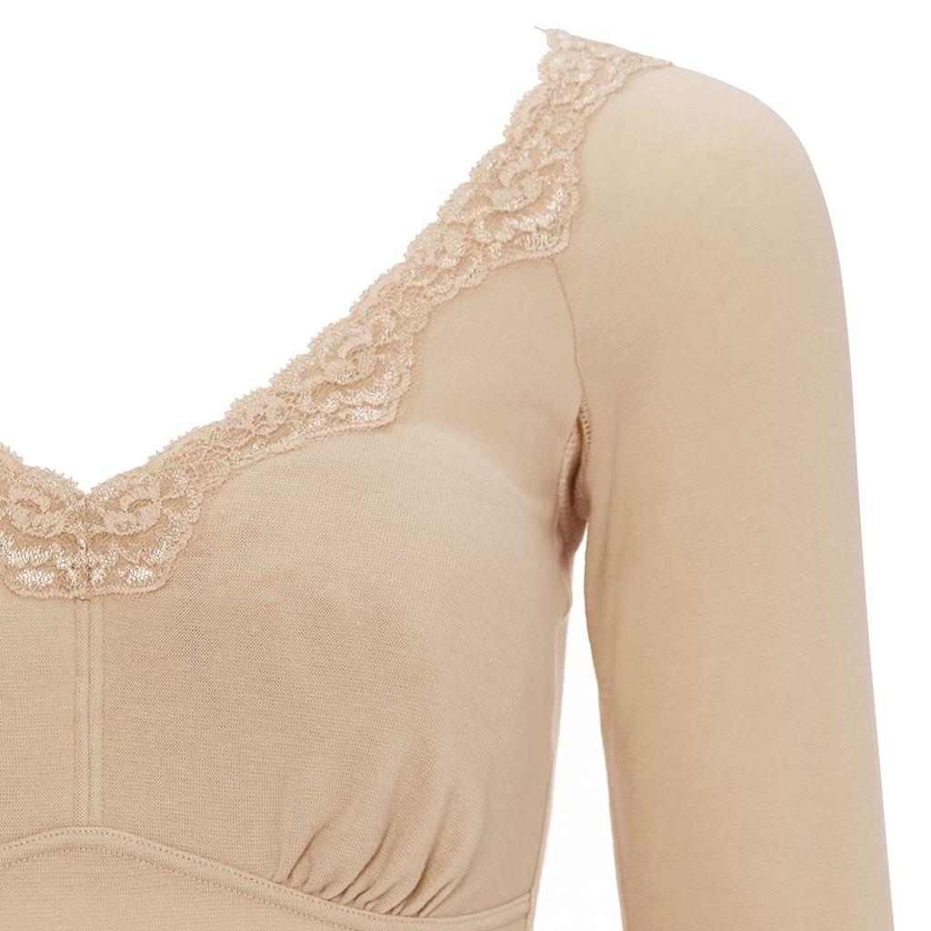 Triumph Cupped Soft Innerwear 5140 Sleeve Top 00NZ Size M 3/4 (Beige)