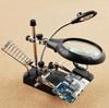 Precision Work Stand with Magnifying Glass Mounting Clip, Soldering Iron Stand, and Cleaning Cloth (Includes 5 LED Lights, Two Separate Magnifiers)